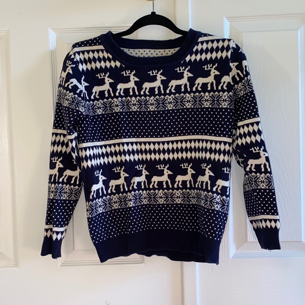 NWOT UO Pattern Deer Knit Navy Blue Sweater